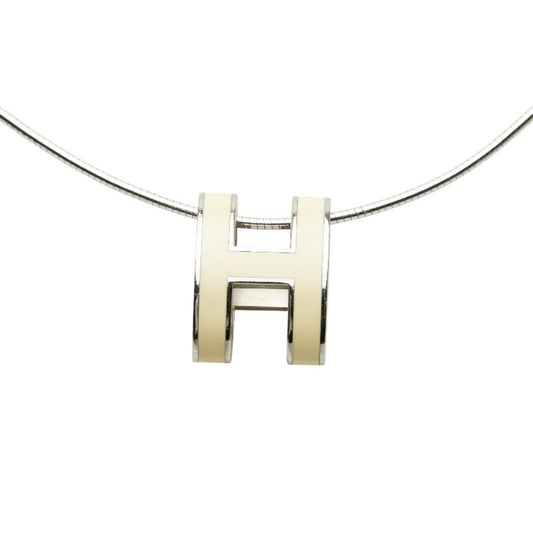 Hermes Hermès Pop Ash H Necklace, Silver Beige, SV925, Women's