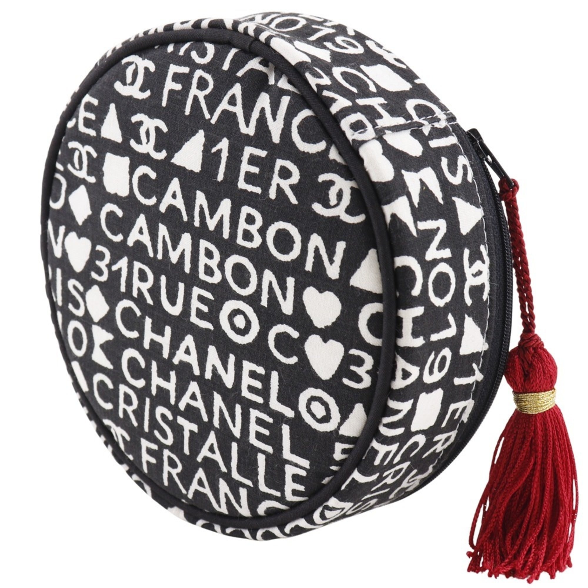 Chanel 31rue Cambon Makeup Pouch, Novelty, Cotton, Black, Zippered, Women's