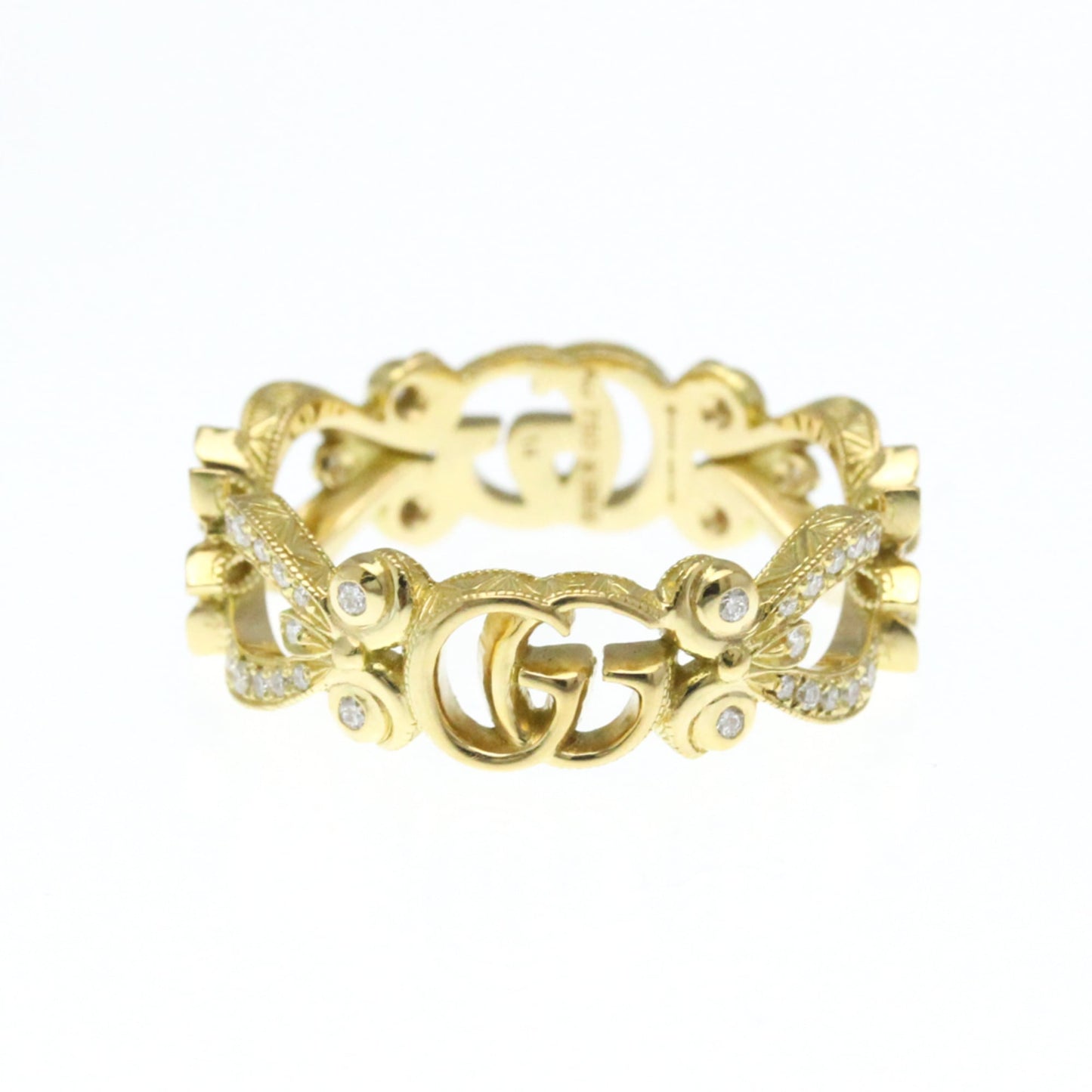 Gucci Flora Diamond Ring Yellow Gold (18K) Fashion Diamond Band Ring Gold