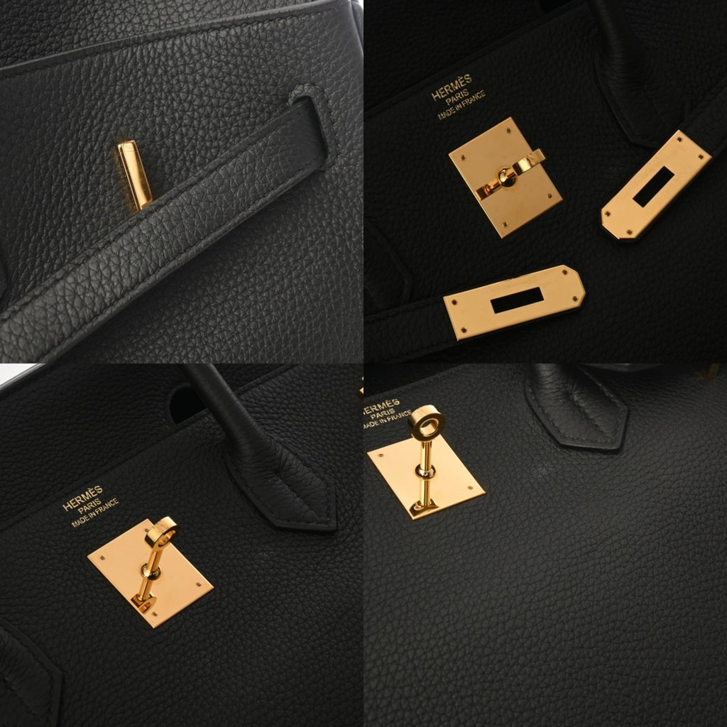 HERMES Birkin 40 Black C Stamp (circa 2018) Unisex Togo Handbag A Rank Pre-owned Ginzo