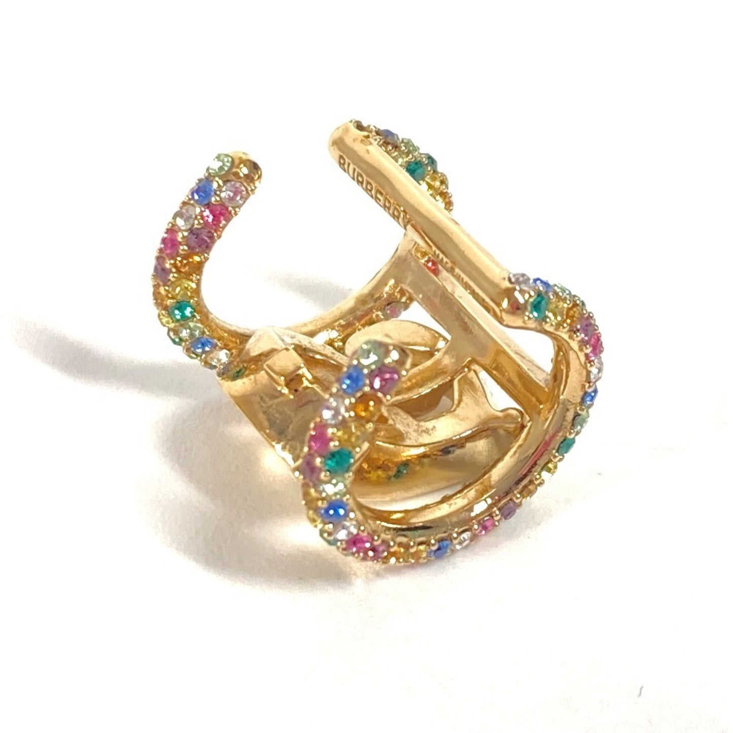 BURBERRY Burberry Logo Rhinestone Ear Cuff Accessory TB Rainbow Earrings Metal Men Women Gold