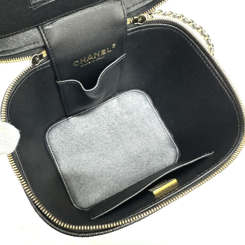 CHANEL AS2362 Coco Mark CC Matelasse Quilted Chain Bag Shoulder Handbag Vanity Caviar Skin Women's Black G-231125-90 — New - Store Return