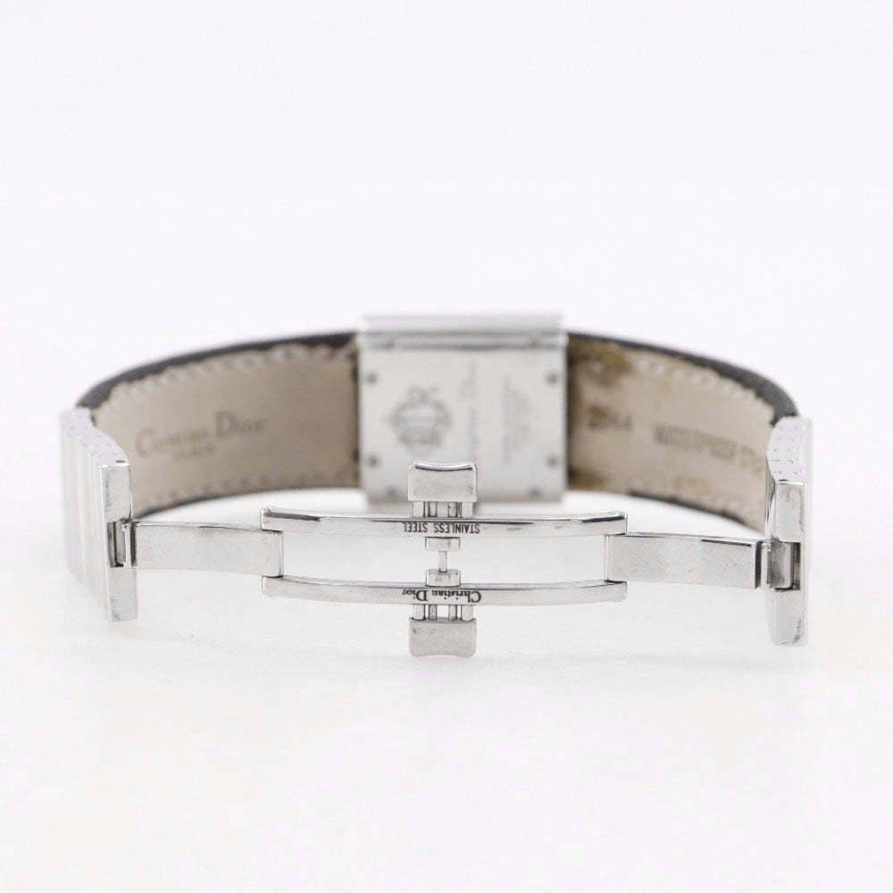 Christian Dior Riva Watch D80-100, Stainless Steel and Canvas, Quartz Movement, Analog Display, Silver Dial, Women's — Good