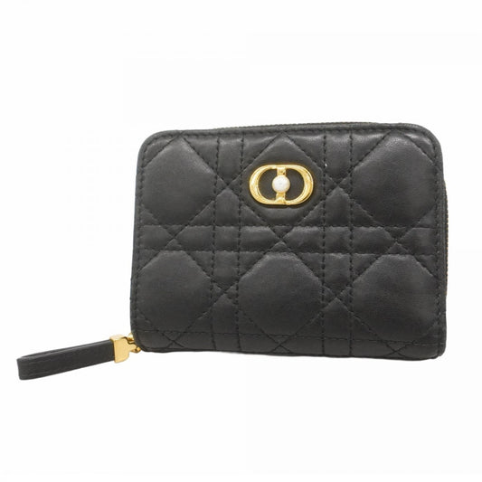 Christian Dior Cannage Leather Wallet, Black, Women's