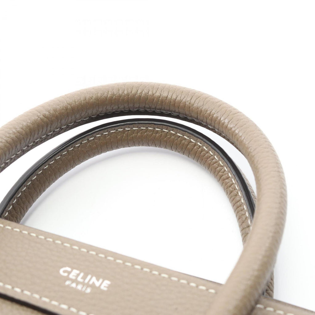 Celine Luggage Nano Shopper Handbag, Leather, Women's, Gray