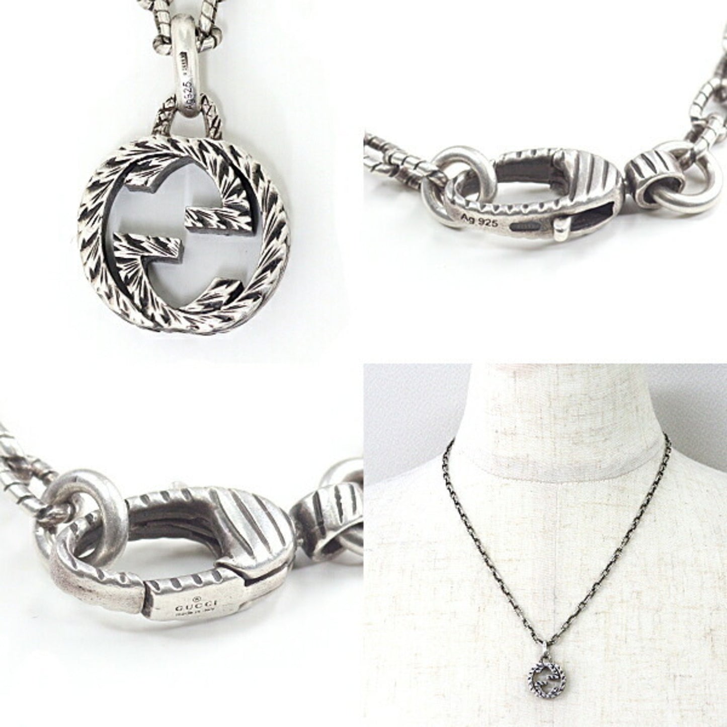 GUCCI Gucci Interlocking Pendant Necklace Sterling Silver Ag925 Approx. 45cm 455307