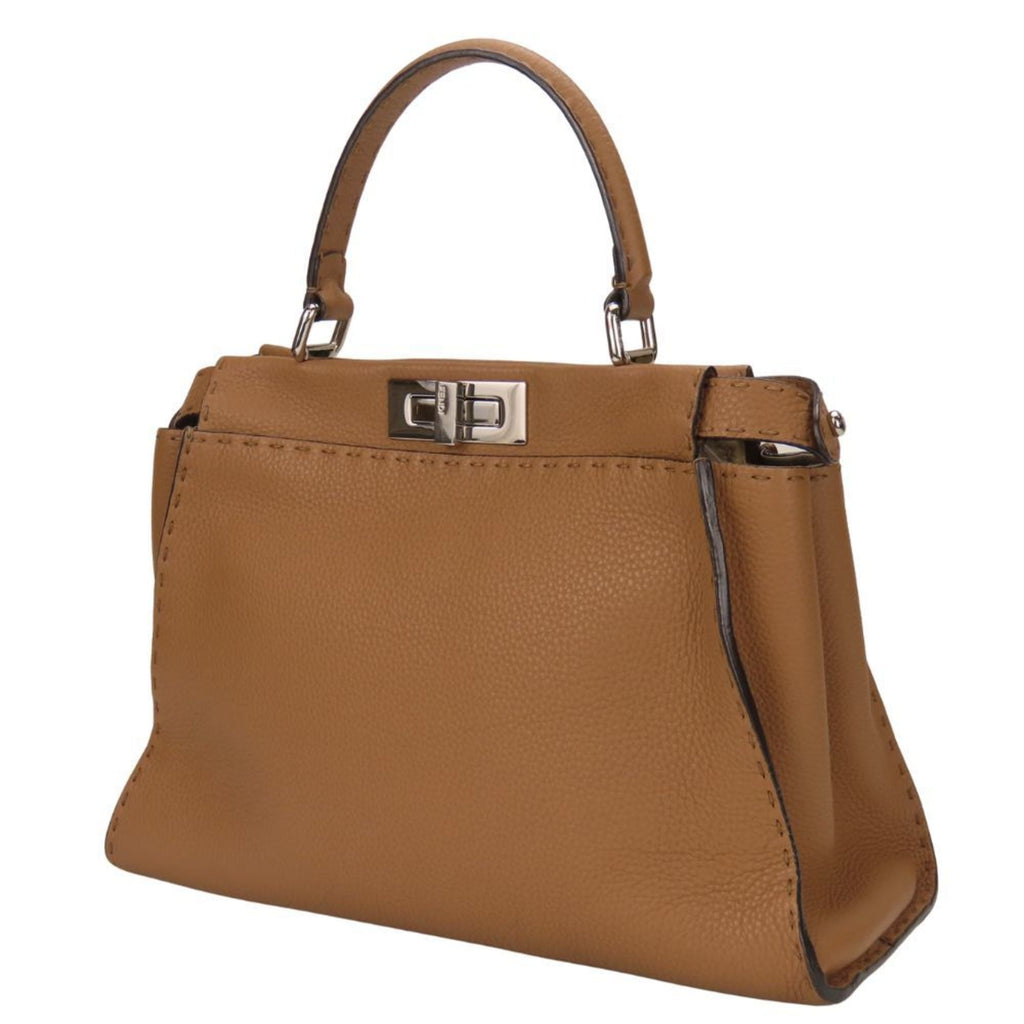 FENDI Handbag Peekaboo 8BN290 Selleria Leather Brown Shoulder Bag Women's