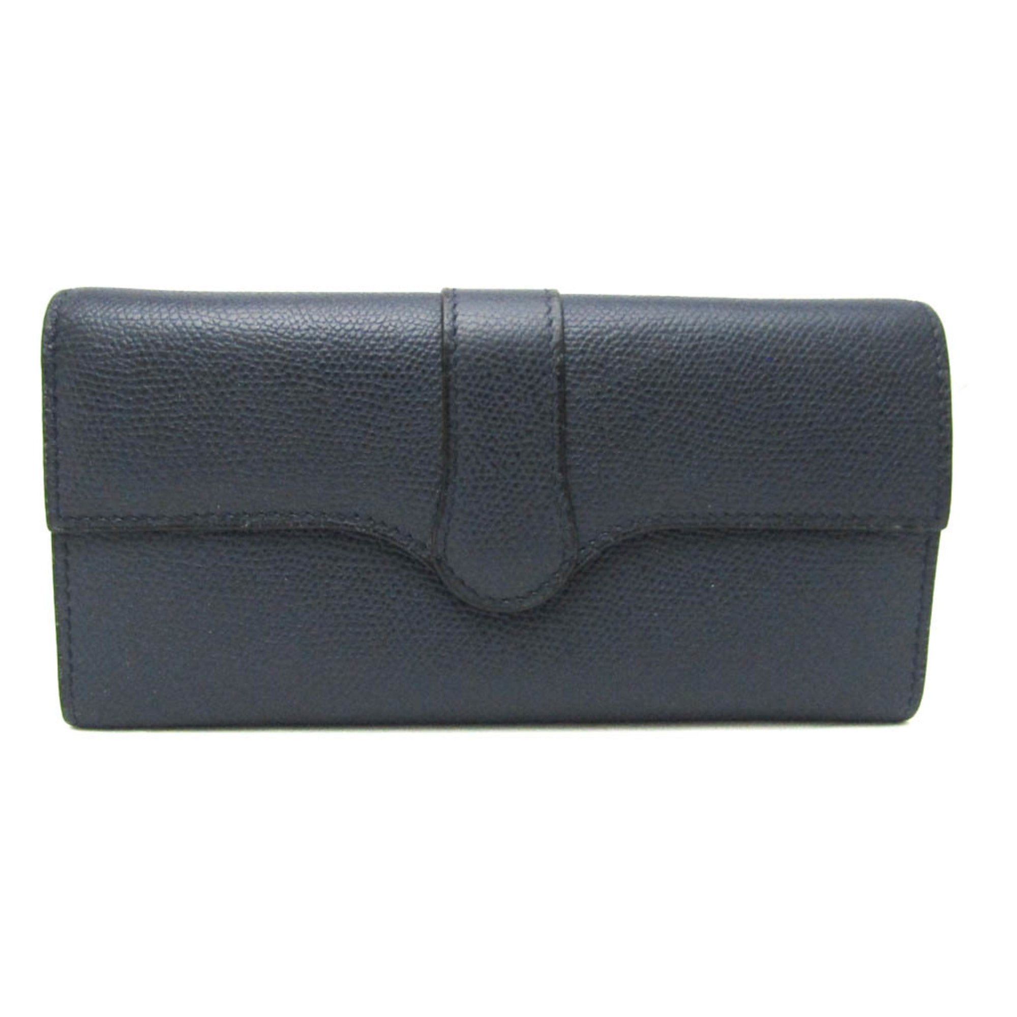 Valextra Punch Long Wallet With Coin Purse/3 Cards V9U14 Men,Women  Calfskin Long Wallet (bi-fold) Navy