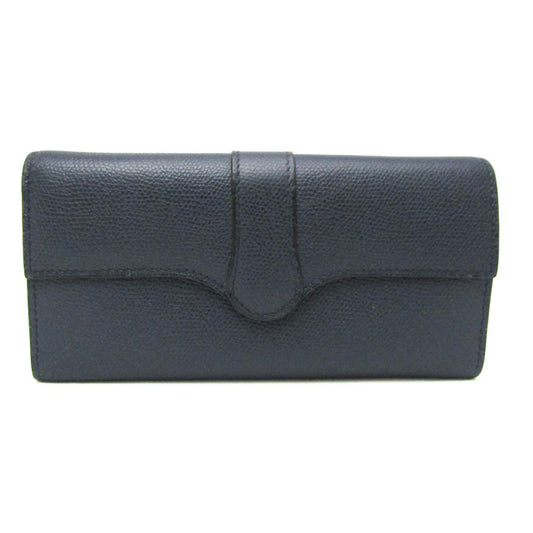 Valextra Punch Long Wallet With Coin Purse/3 Cards V9U14 Men,Women  Calfskin Long Wallet (bi-fold) Navy
