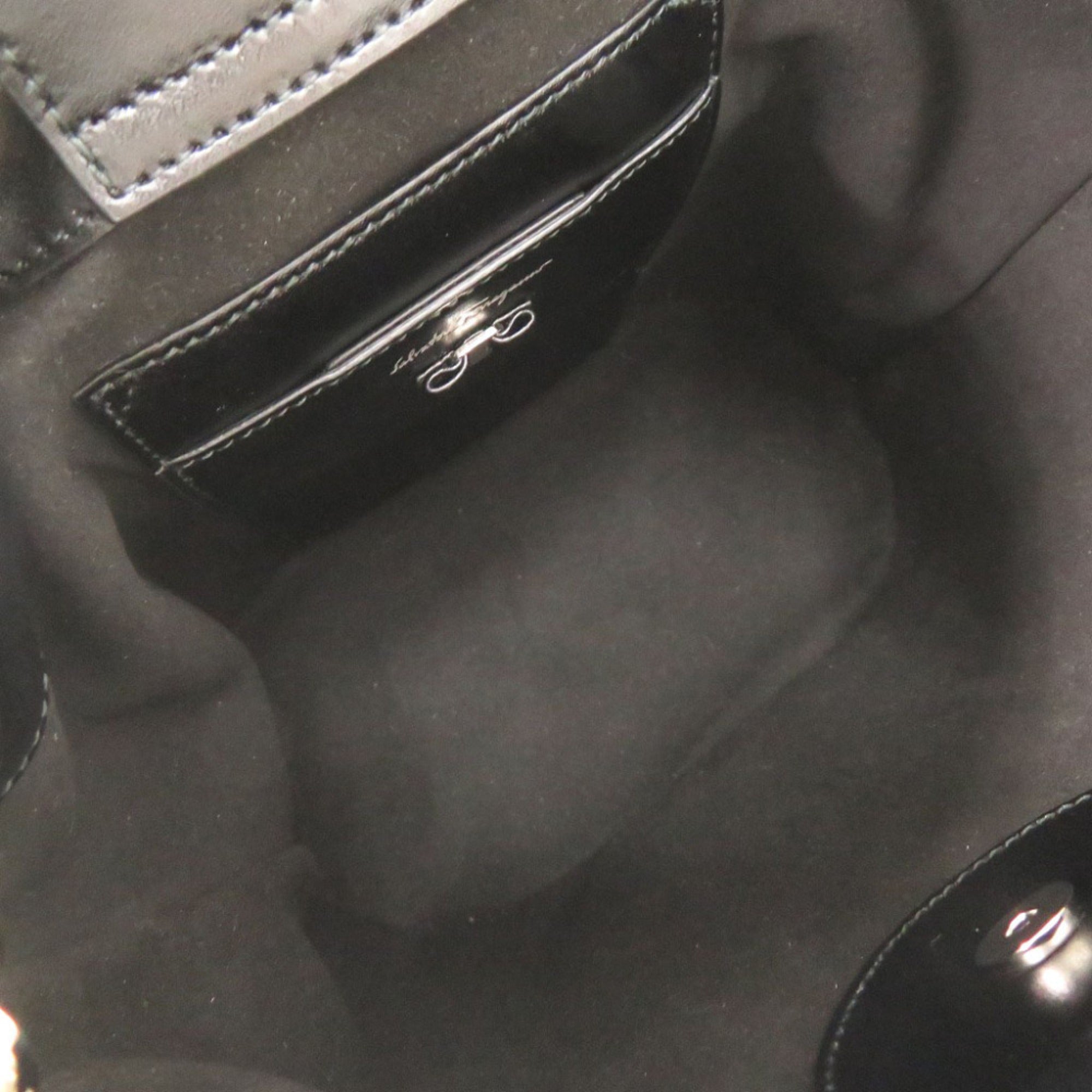 Salvatore Ferragamo Vara Ribbon Studded Bucket Bag, Leather, Black, 2-Way Handbag/Shoulder 0772Salvatore — Like New