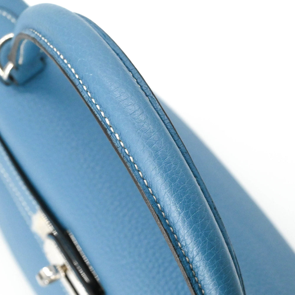 HERMES Kelly 28 Handbag Tote Bag, Taurillon Clemence Leather, Women's, Blue Jean — Like New