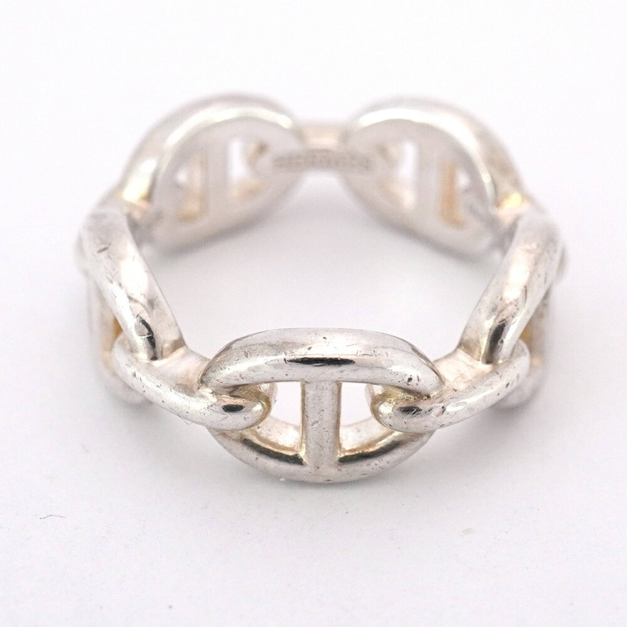 Hermes Ancienne Chaine d'Ancre Ring, Silver 925, #51, Women's