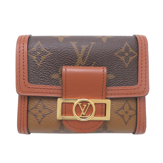 Louis Vuitton Portefeuille Dauphine Compact Women's Tri-fold Wallet M68725 Monogram Reverse Brown