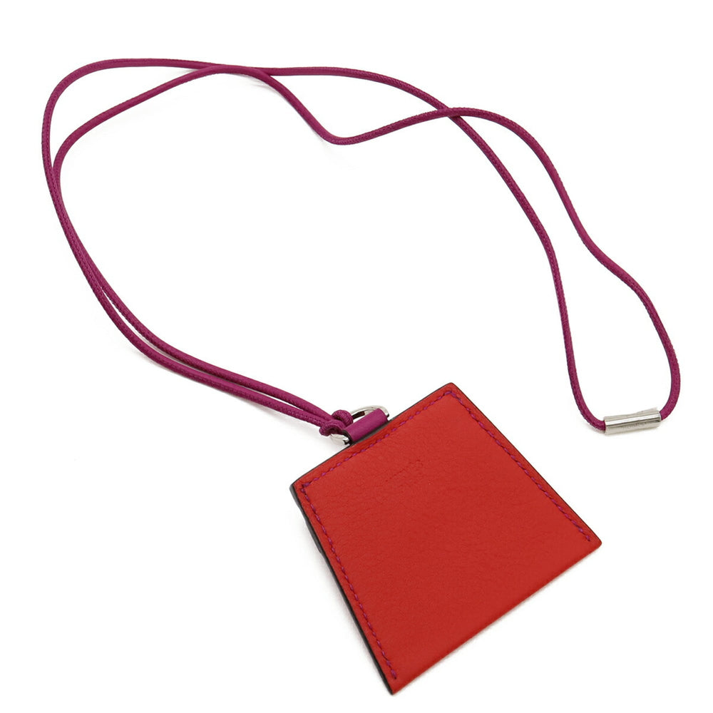 HERMES Mon Petit Kelly Necklace Pendant, Veau Swift Leather Cord, Purple/Red — Like New