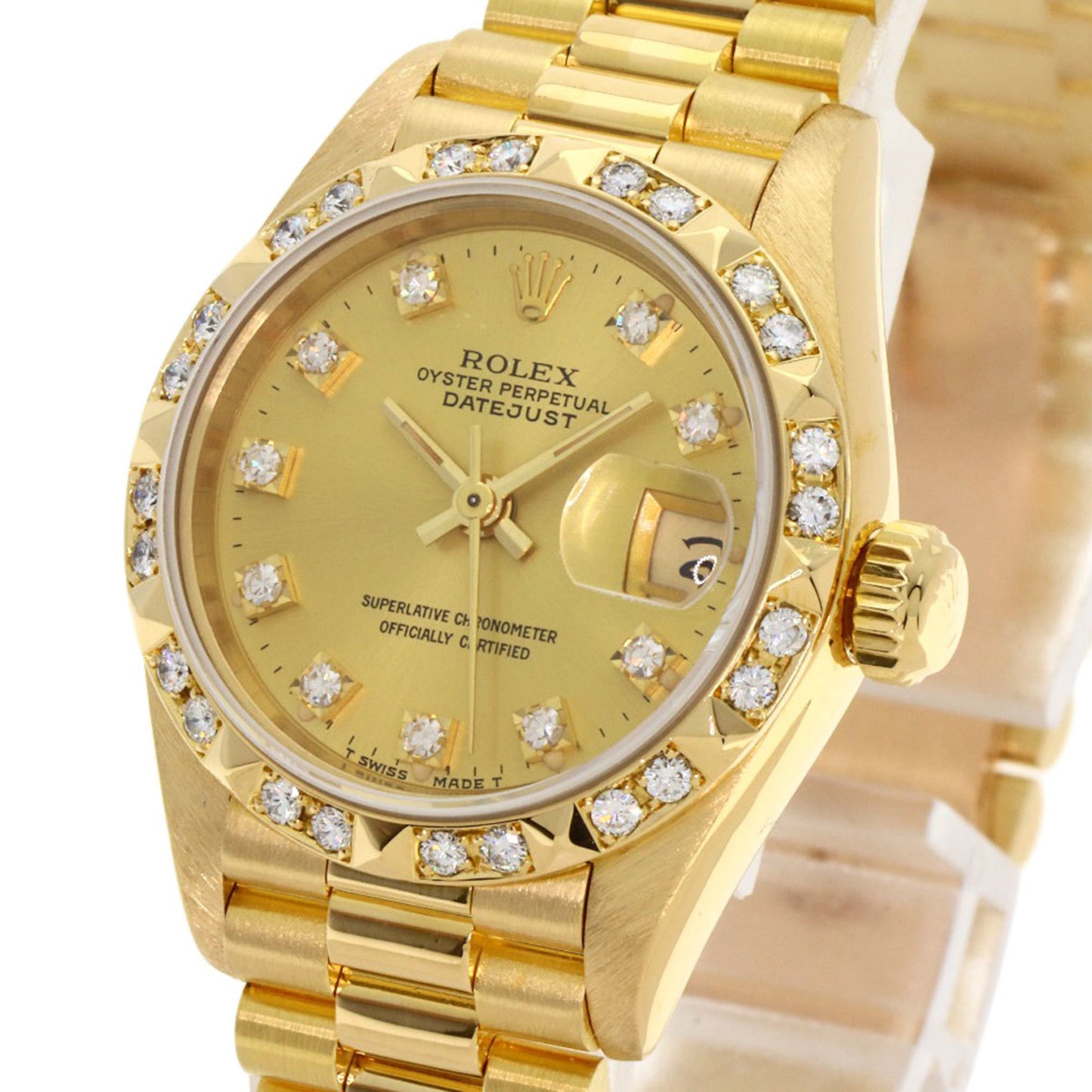 Rolex 69258G Datejust 10P Diamond Bezel Watch in 18K Yellow Gold/18KYG/Diamond Women's
