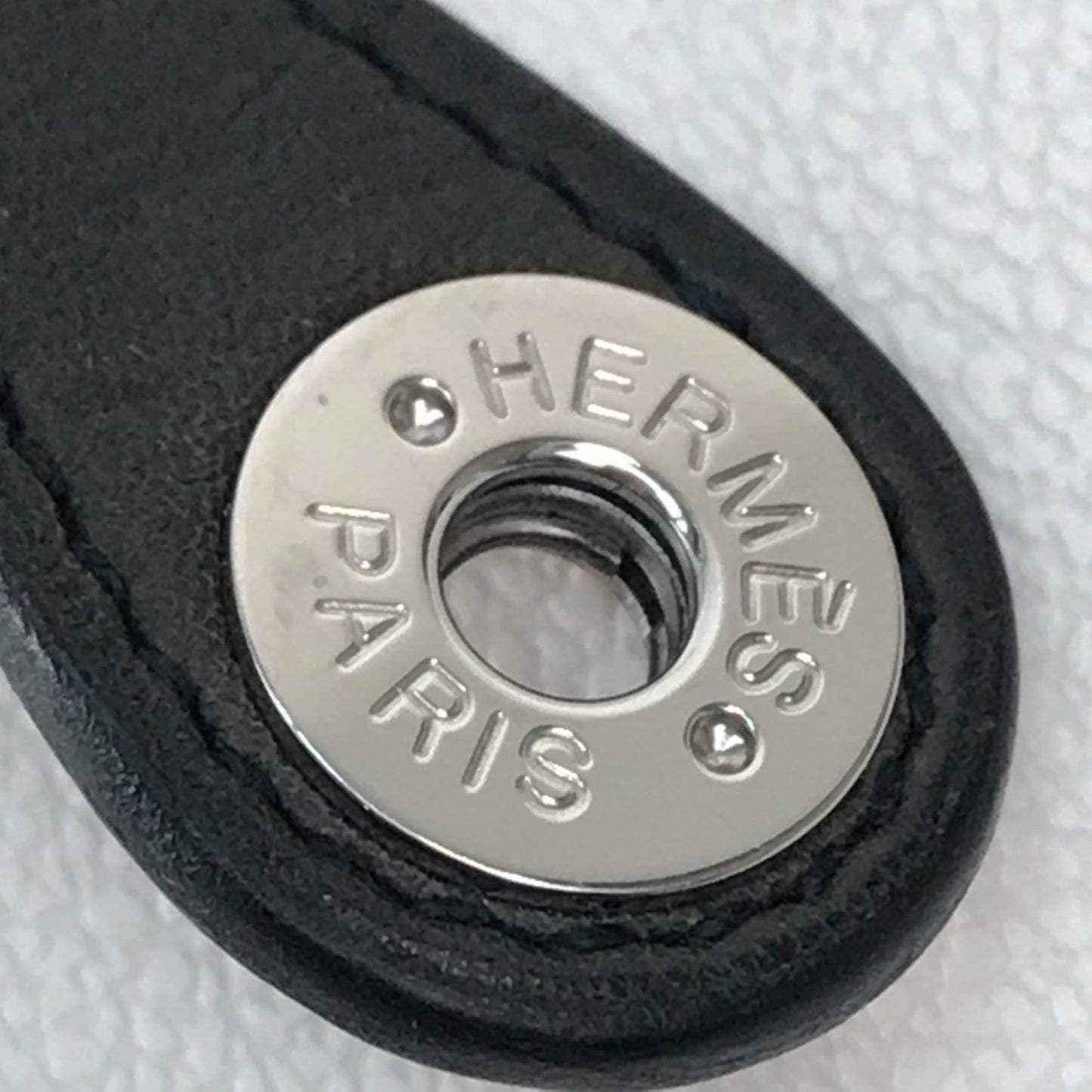 HERMES Evelyn Punched Leather Bracelet, Unisex, Black/Brown