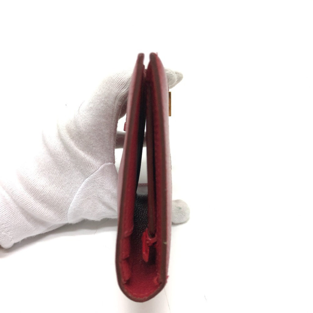 HERMES Bearn Soufflet Bifold Long Wallet, Women's, Red