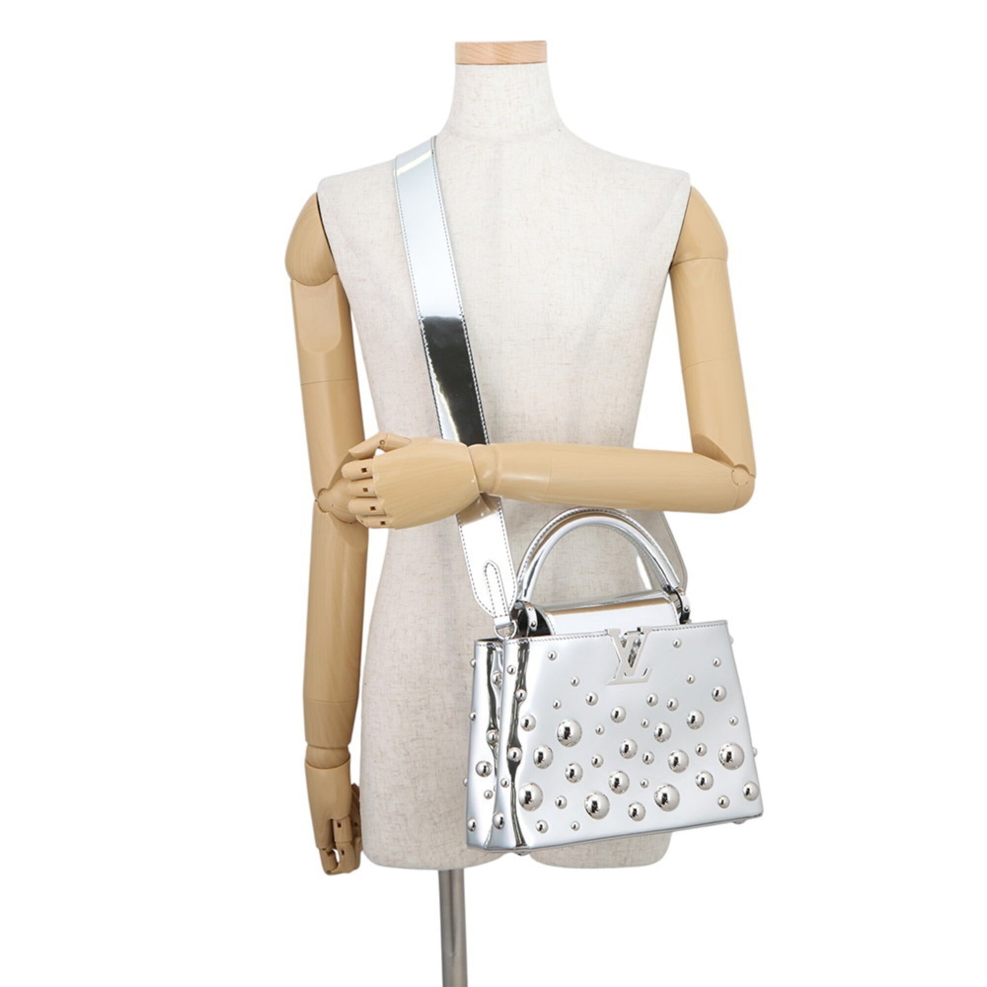 Louis Vuitton handbag, leather, LV x YK Capucines BB, metal dot, M21634, 2-way shoulder bag, Yayoi Kusama, women's, LOUIS VUITTON — Like New