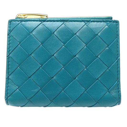 BOTTEGA VENETA Women's Intrecciato Lambskin Turquoise Bifold Wallet 188608