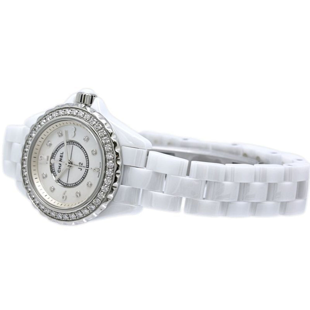 CHANEL J12 Diamond Bezel 8P H2572 Women's Watch White Ceramic x Stainless Steel 40445 — Good
