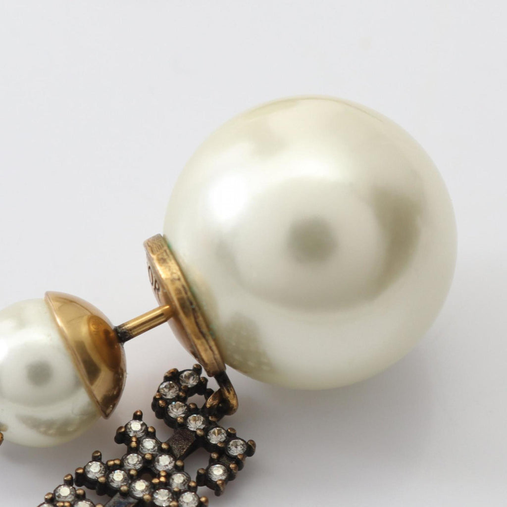 Christian Dior Dior J'ADIOR earrings, gold-plated, with faux pearls and rhinestones, available in gold, white, clear.