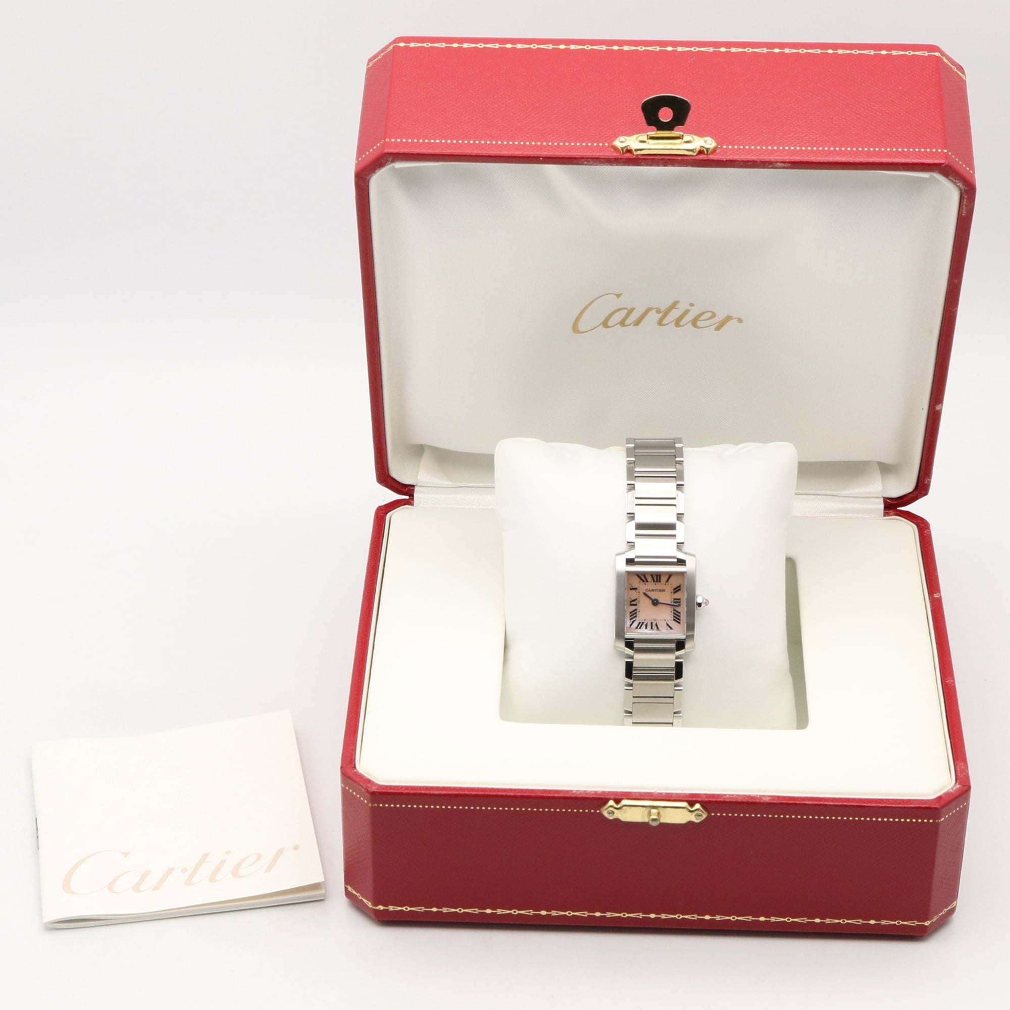 Cartier Tank Française SM Watch, Stainless Steel, Ladies, Pink/Pink Shell, W51028Q3 — Very Good