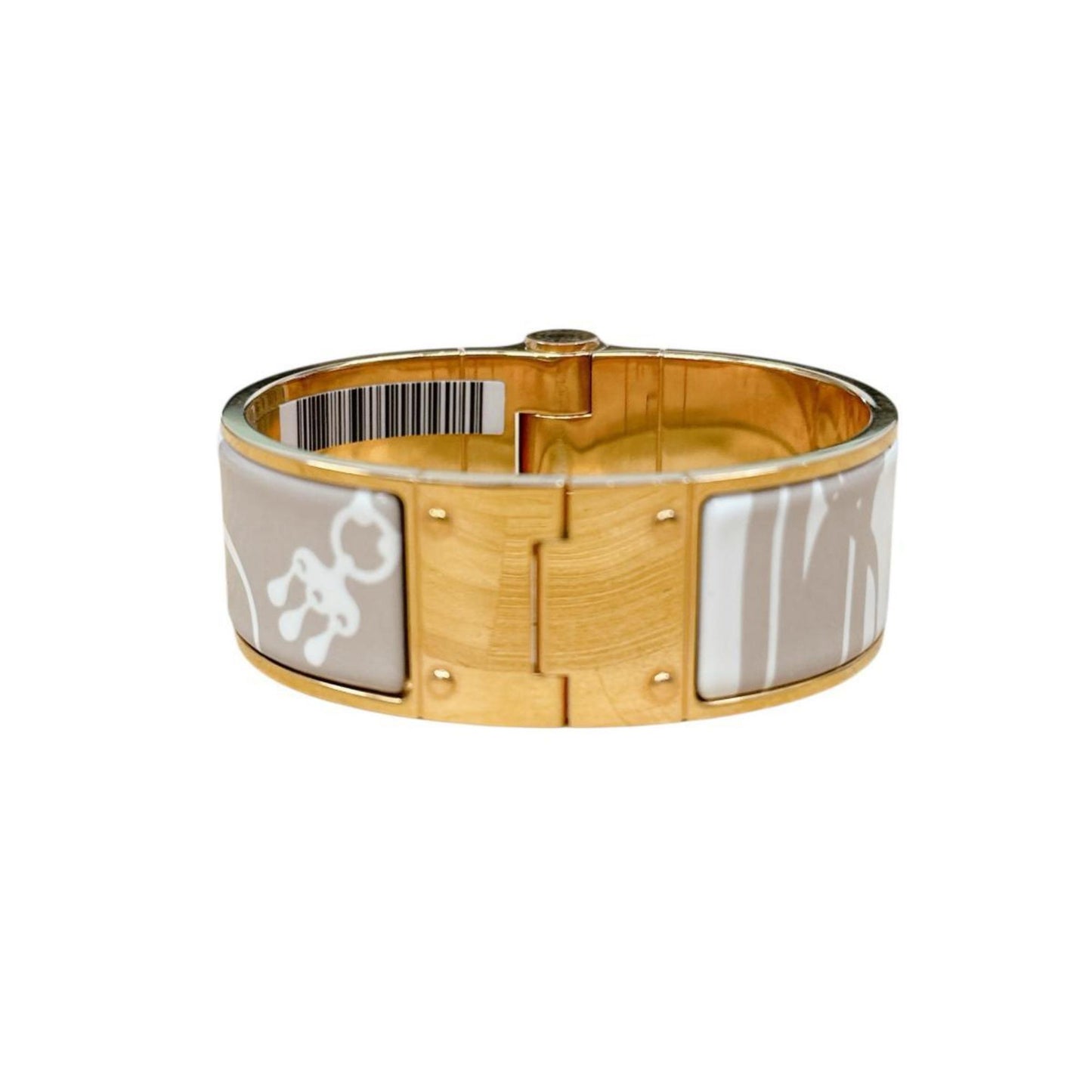 Hermes Hermès Charnière Bangle Bracelet GP White x Beige Gold