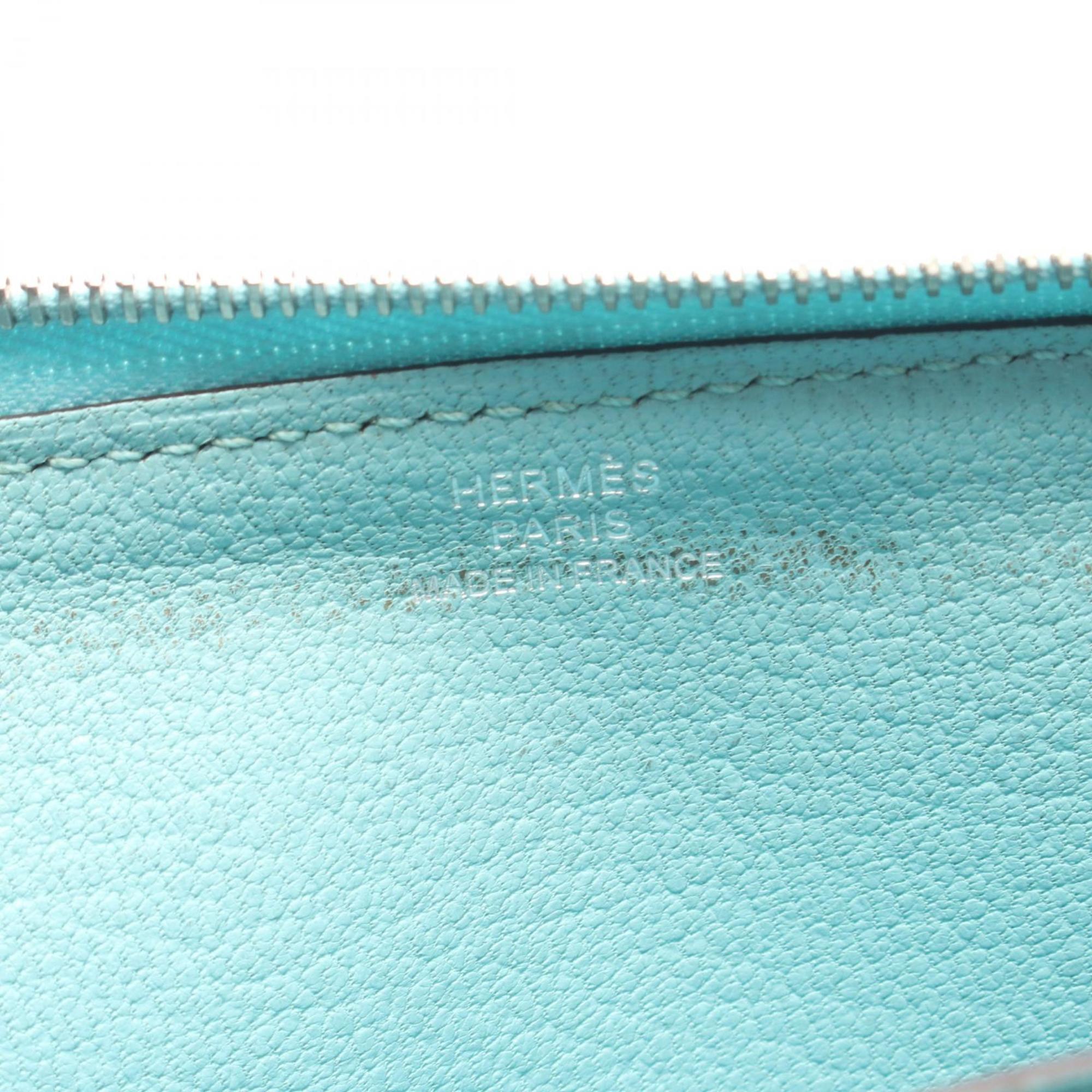 Hermes Hermès Azap Long Round Wallet in Taurillon Clemence Leather, Blue, for Women