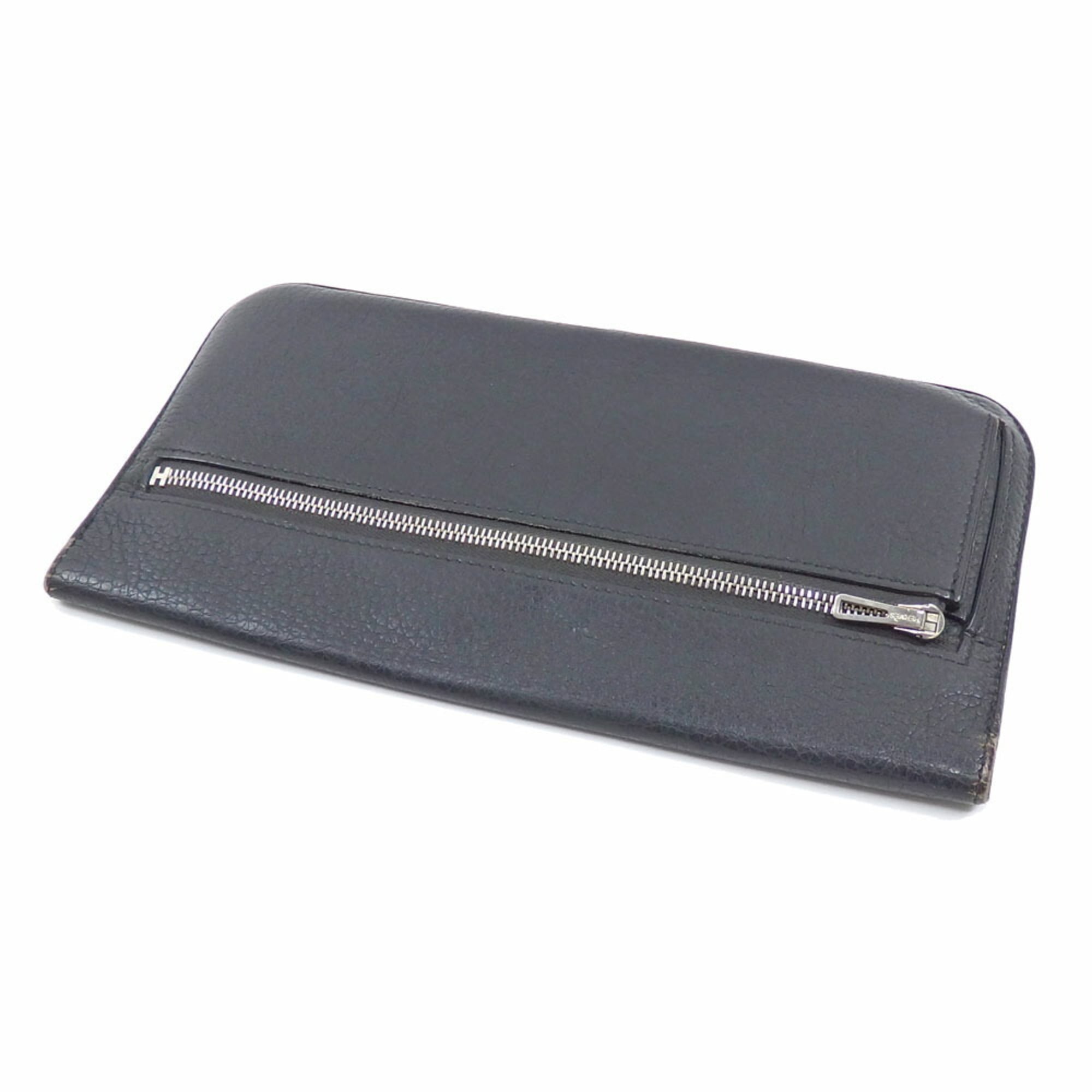 Hermes Hermès Dogon Long Bifold Wallet in Noir Black with Togo T Stamp, Made 2015, Leather, for Men and Women