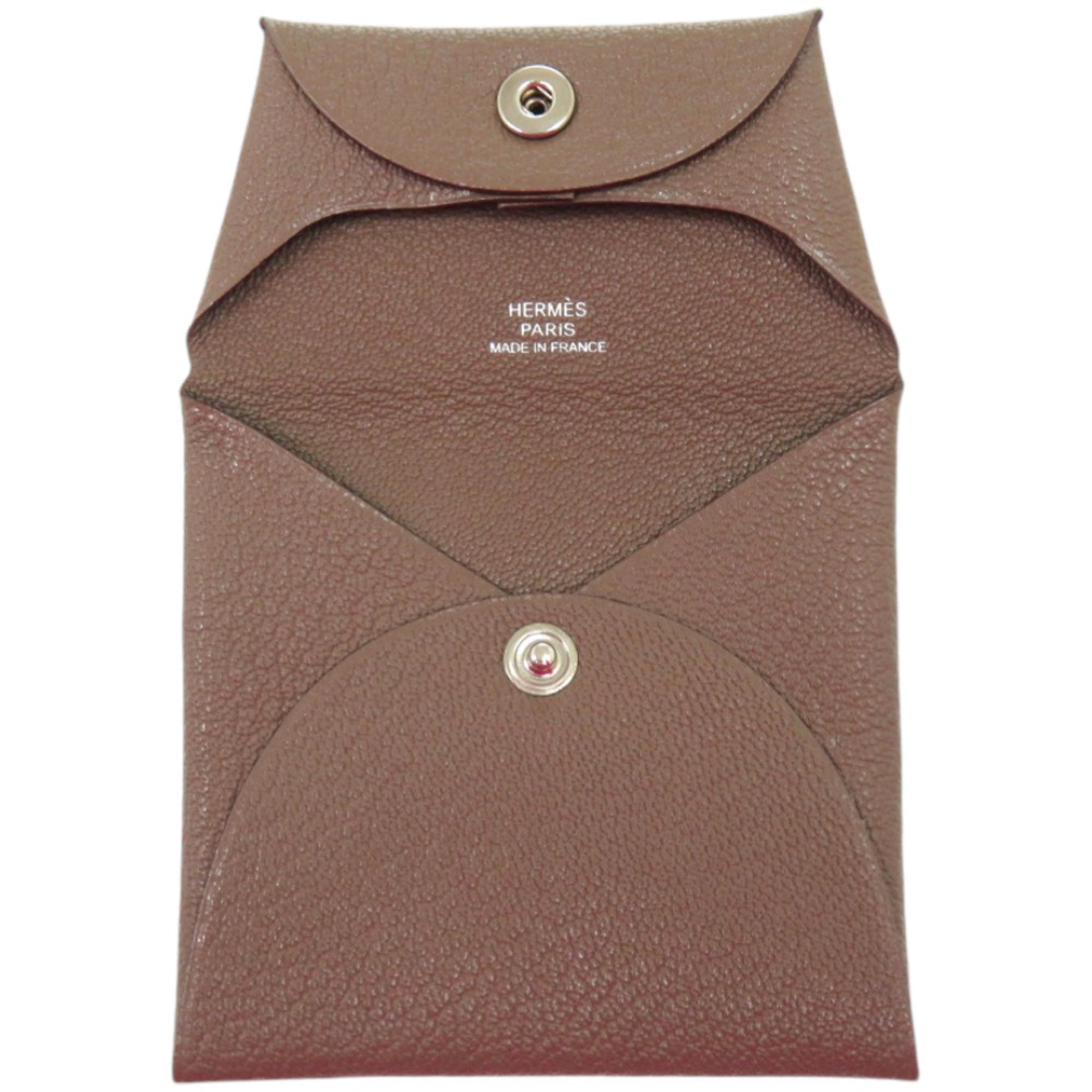 Hermes Excellent condition Hermès Bastia Chevre Etoupe wallet, brown, R stamp, 0092