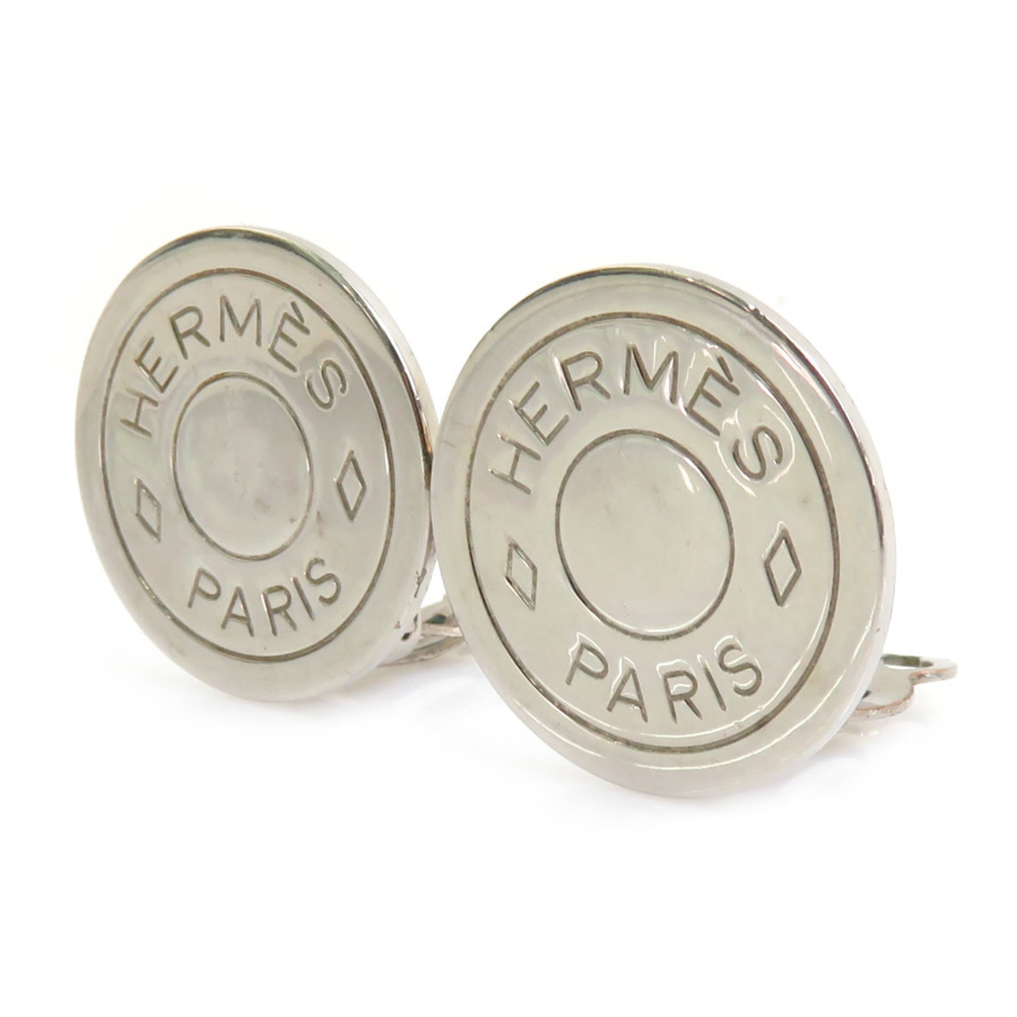 Hermes Hermès Serie Metal Silver Earrings for Women, Free Shipping, e61531a