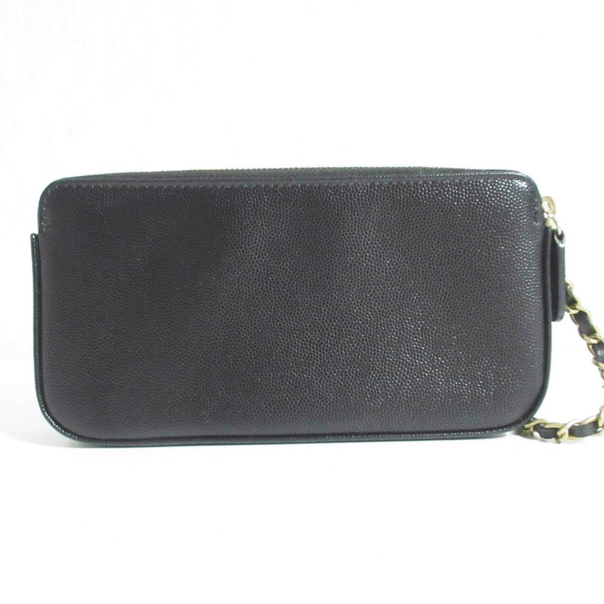 CHANEL Deauville Caviar Skin Wallet Chain Shoulder Bag Black Women's — Like New