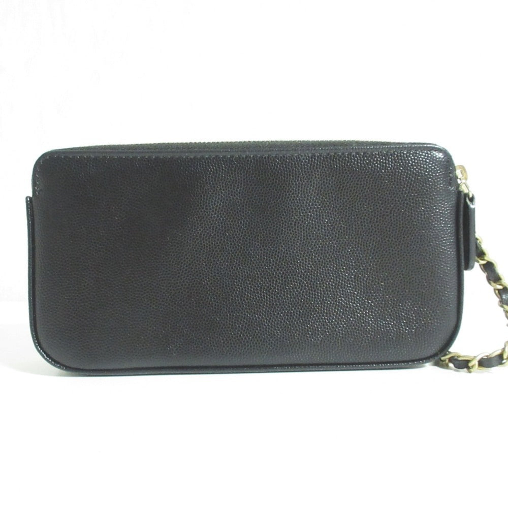 CHANEL Deauville Caviar Skin Wallet Chain Shoulder Bag Black Women's — Like New