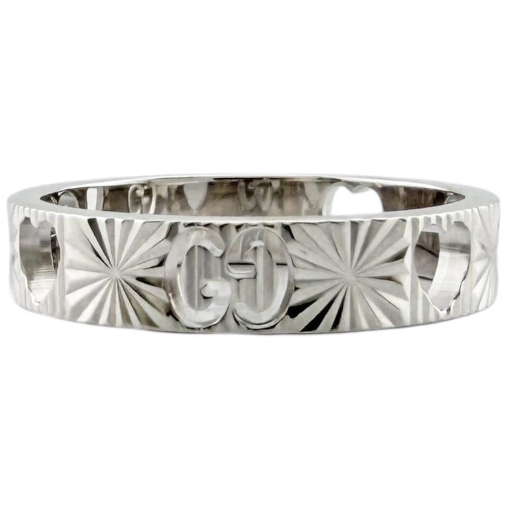 Gucci Icon Heart Ring, 18K White Gold, Women's — Like New