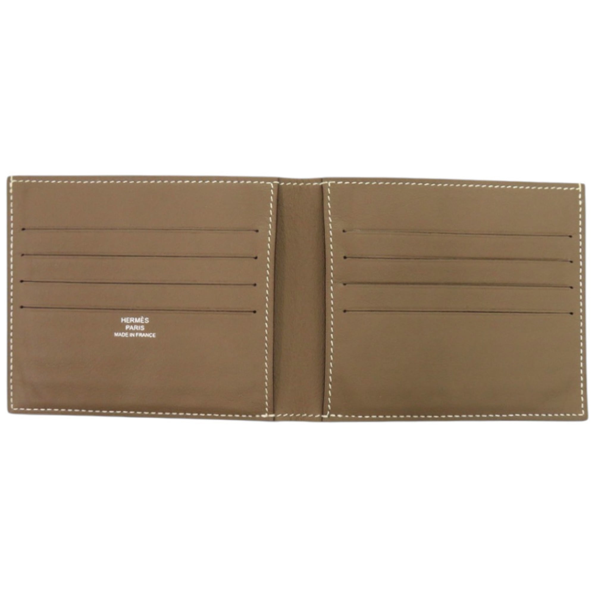 Hermes Excellent condition Hermès MC2 Citizen Twill Compact Swift Leather Etoupe Brown Bi-fold Wallet 1089