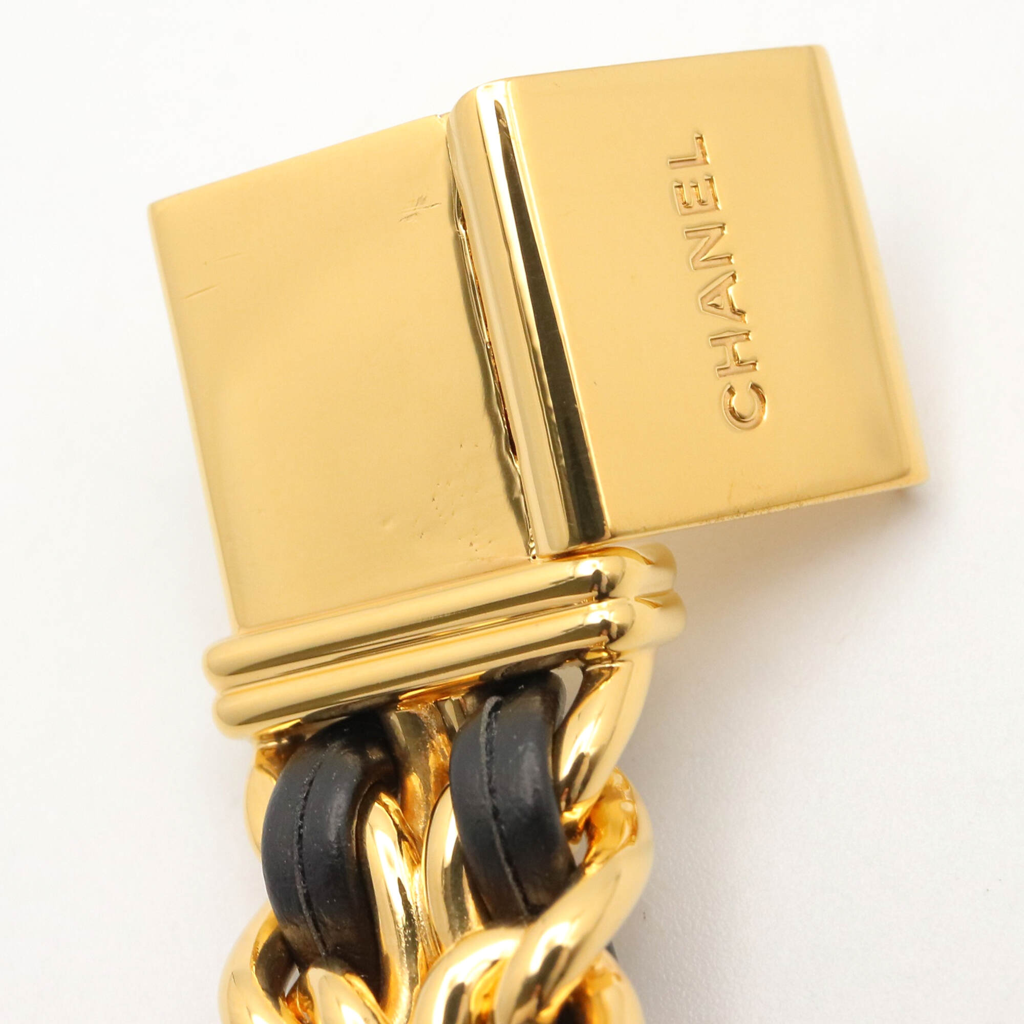 Chanel CHANEL Première M Watch, Gold Plated Leather, Women's, Black, H0001 — Very Good