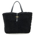 Salvatore Ferragamo Gancini handbag tote bag in black with fur FJ-21 D415
