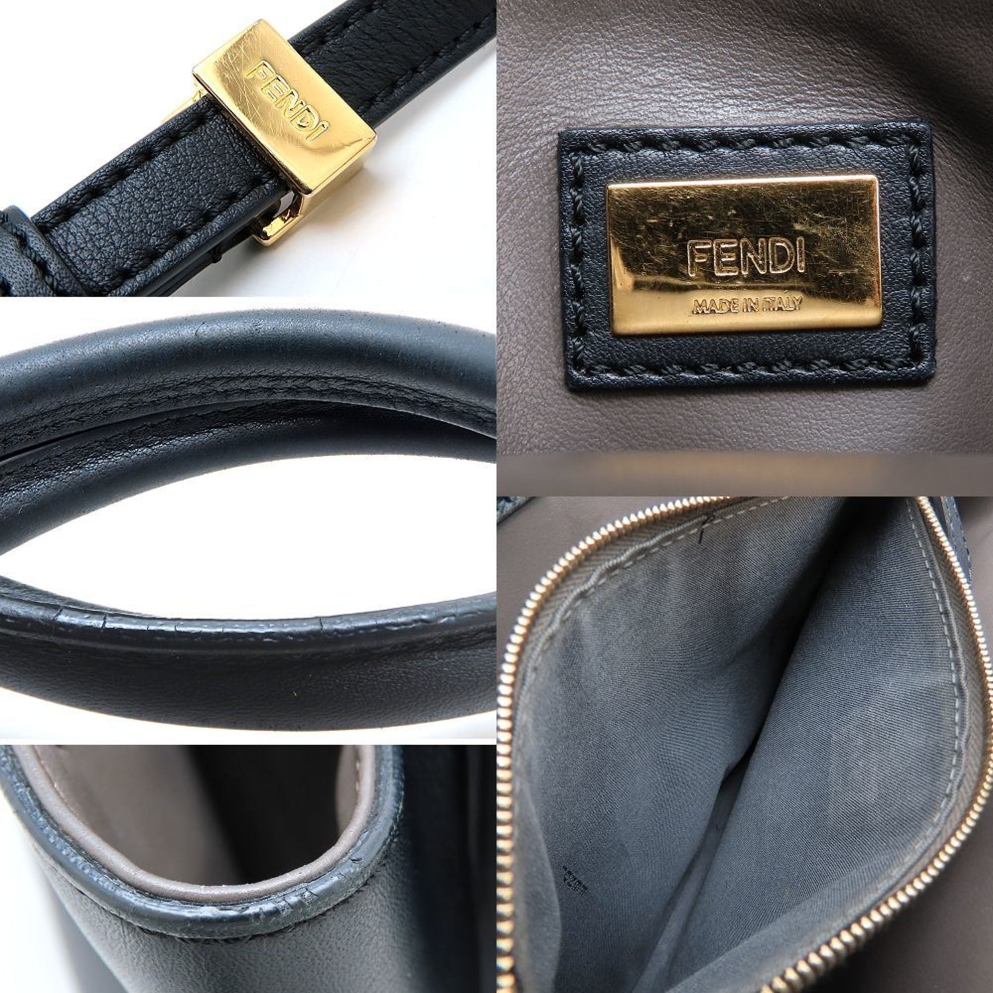 FENDI 8BH253 2-Way Handbag Leather Black Women's 352925