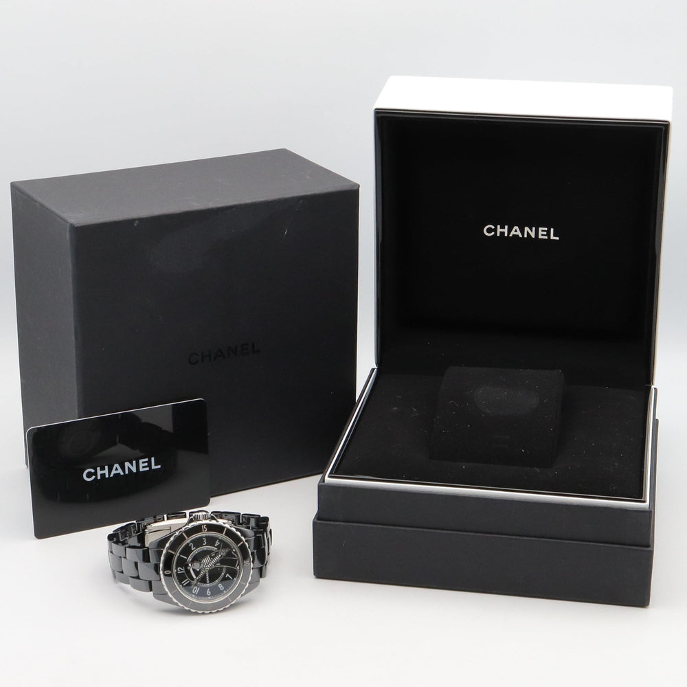 Chanel Mademoiselle J12 La Pausa Ceramic Men's Watch, Black, Model H7609 — Very Good