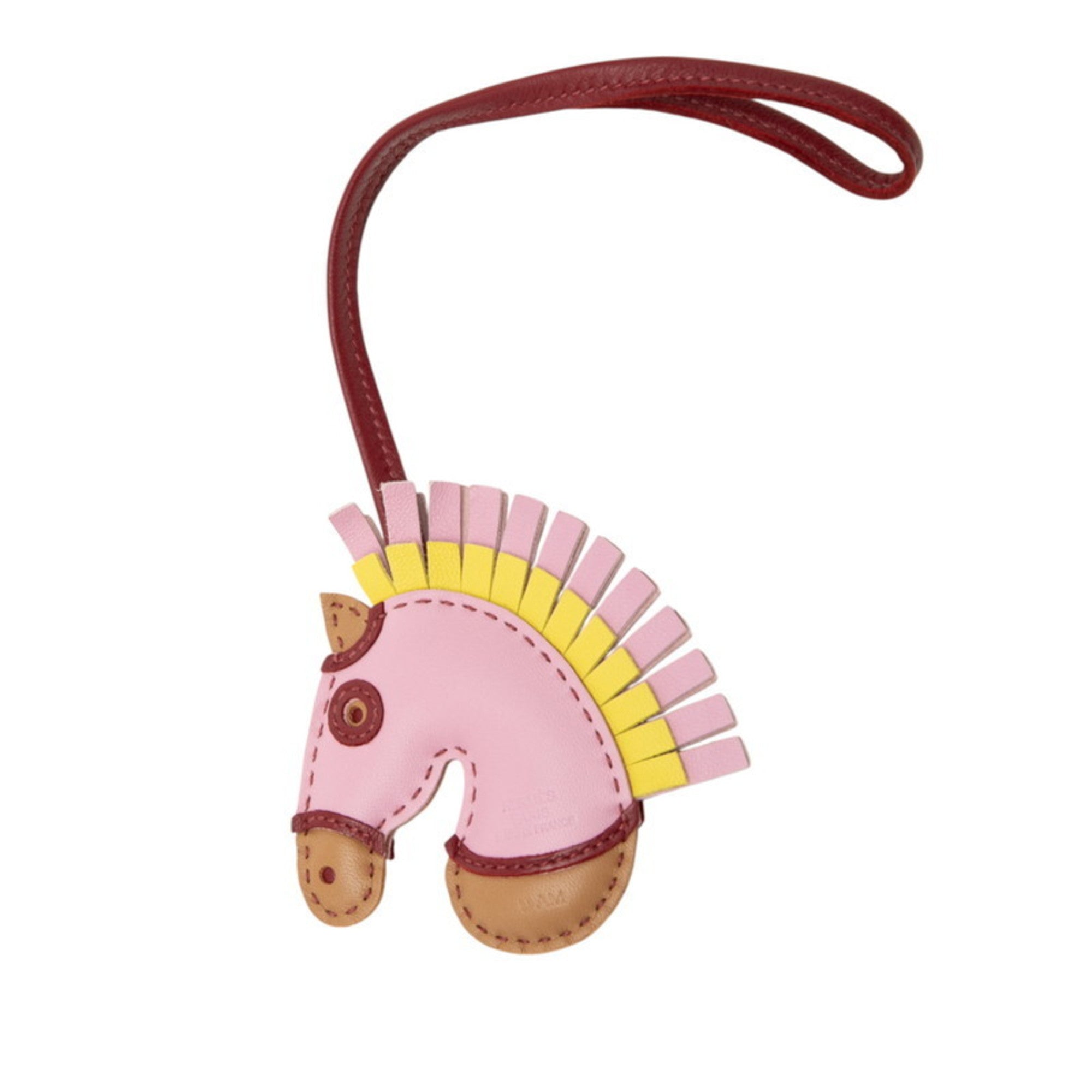 Hermès GG Camaieu bag charm keychain in Mauve Silvestre, Chai, Lime, Rouge Grenat, and Anjou Milo. Women's. HERMES