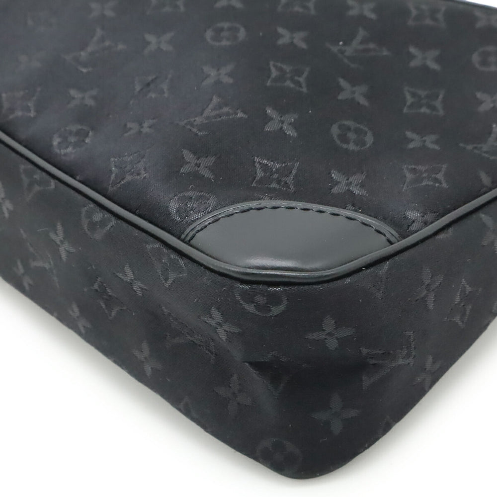 LOUIS VUITTON Monogram Satin Little Boulogne Pouch Bag in Leather, Noir and Black, M92142 — Like New