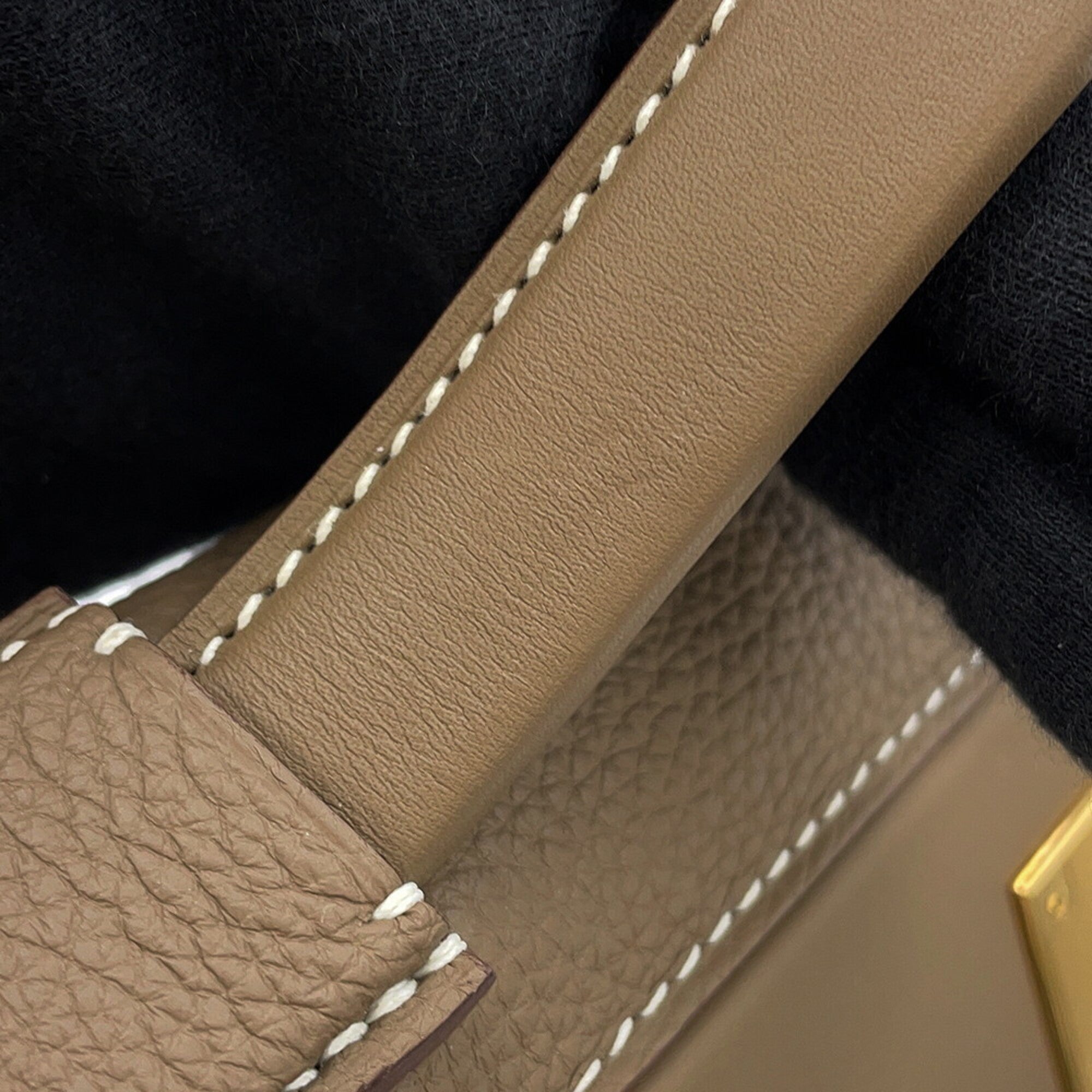 Hermes 24 29 Sac Etoupe Togo Swift Z stamp HERMES 2-way handbag — Like New