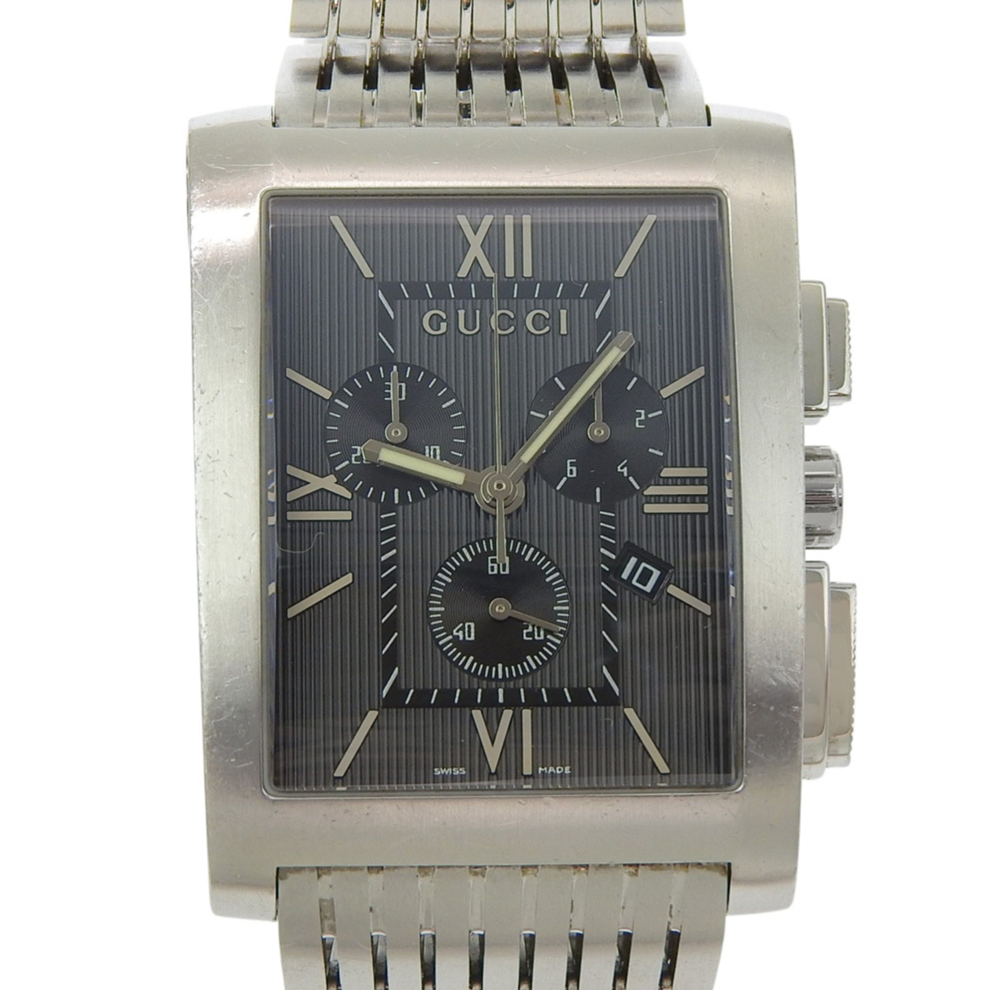 Gucci G-Metro 8600M Stainless Steel Quartz Chronograph Watch with Black Dial - Men's — Good