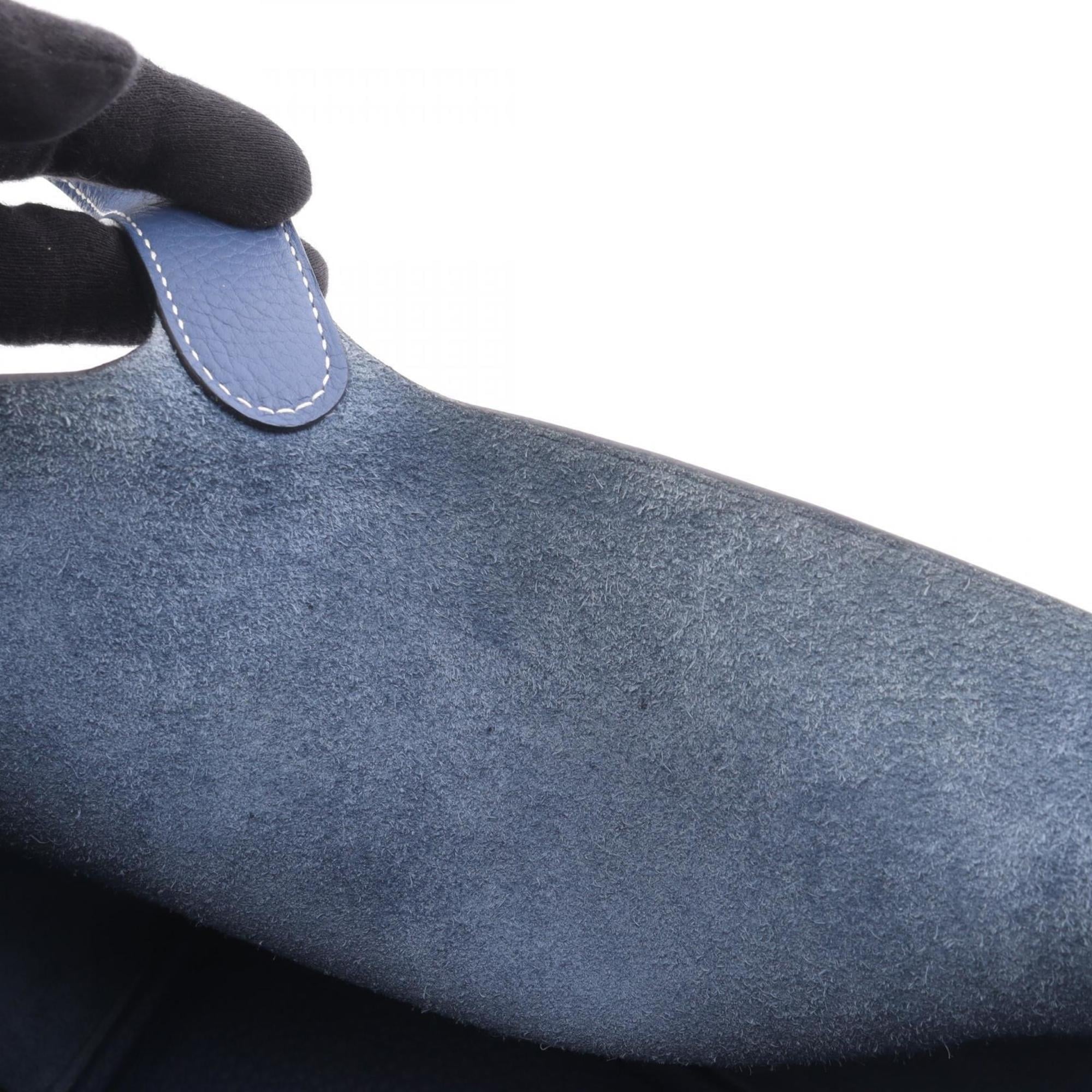 Hermes Hermès Picotin Lock MM handbag, leather, Taurillon Clemence women's, blue, navy