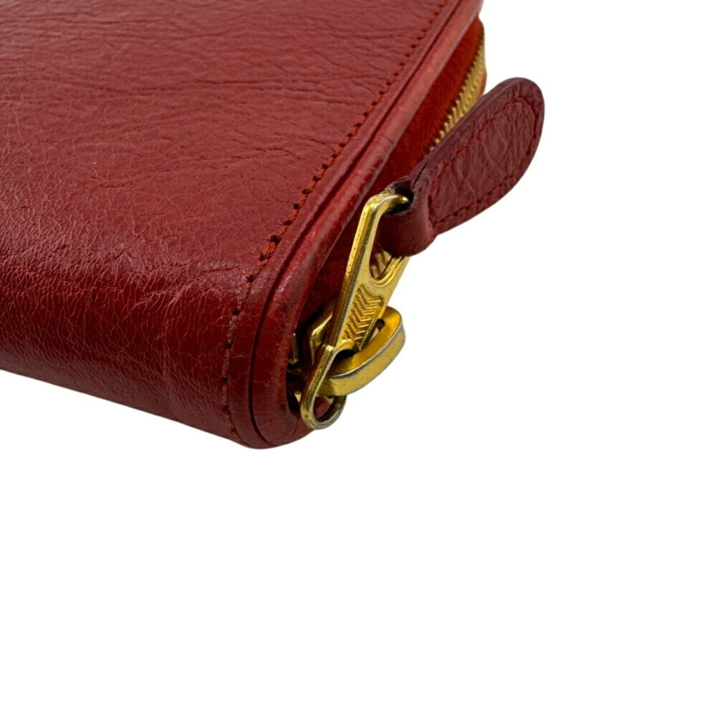 BALENCIAGA 466544 Round Long Wallet, Red, Women's