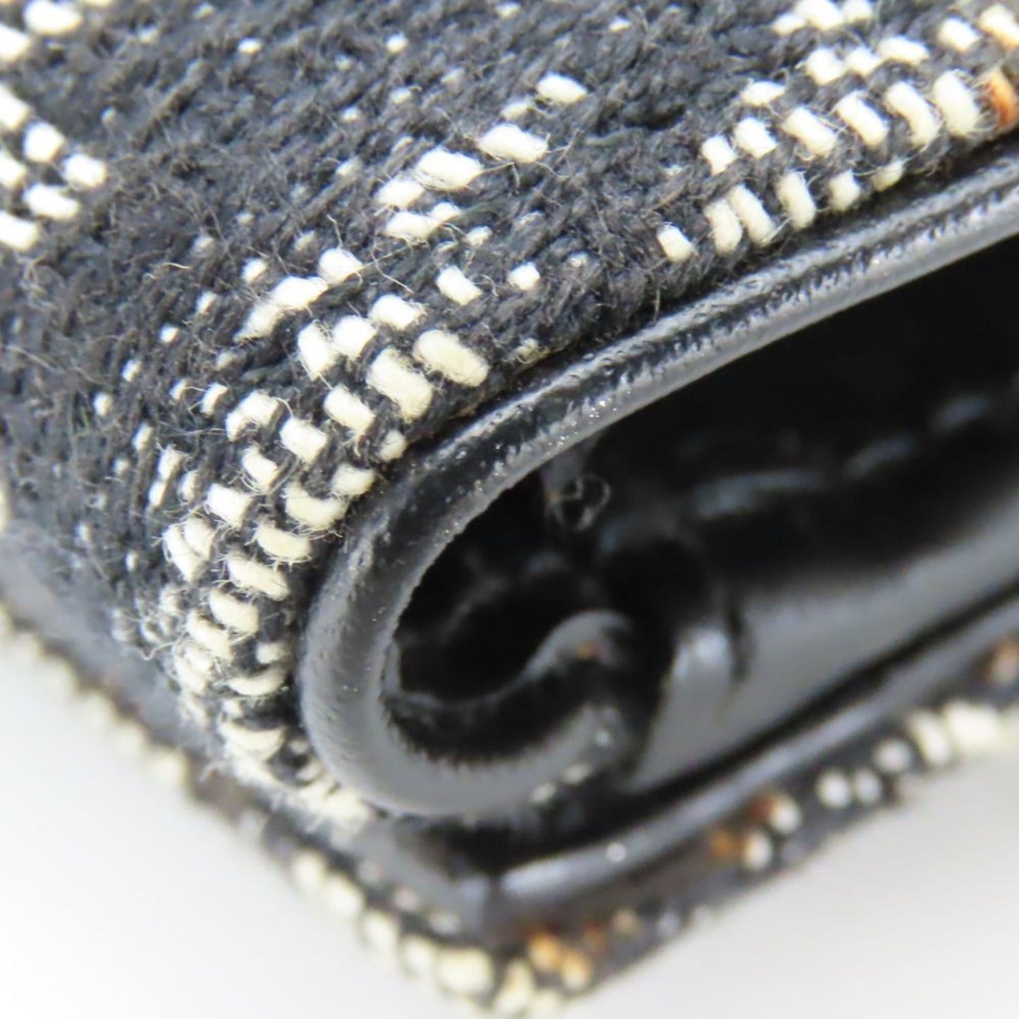 Christian Dior Bi-fold Wallet Trotter Canvas Black W Compact Women's