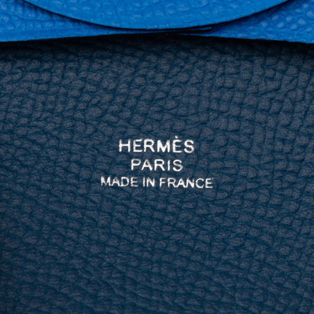 Hermes Hermès Bastia wallet/coin case in blue Epsom leather for women.