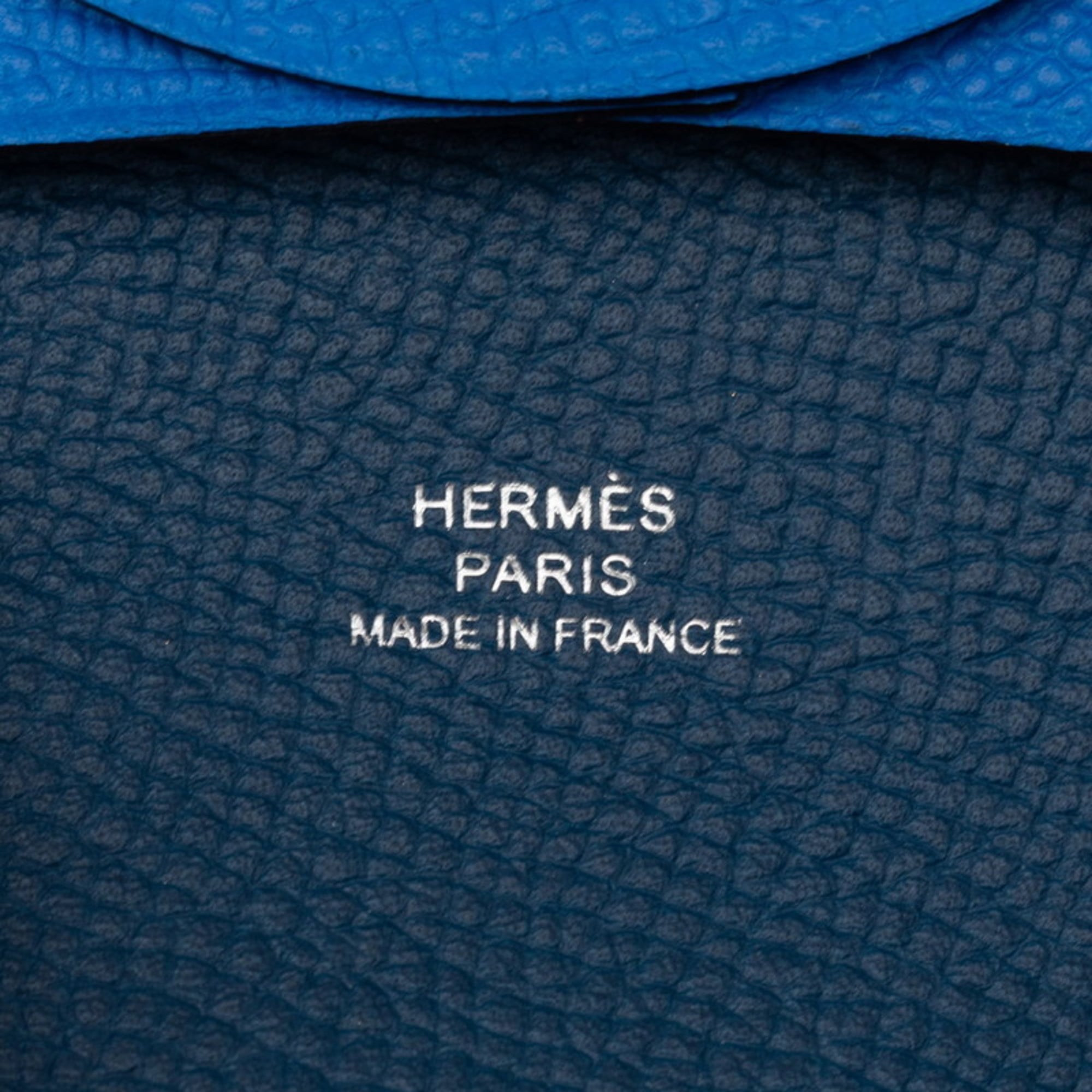 Hermes Hermès Bastia wallet/coin case in blue Epsom leather for women.