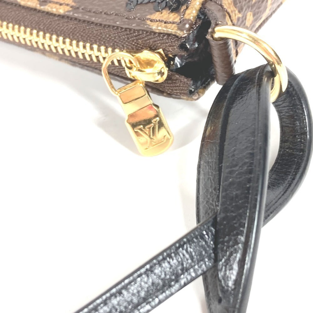 LOUIS VUITTON M26473 Monogram Sequin Pochette Accessoires Bag Accessory Pouch Shoulder Canvas Women's Brown Like New — Like New