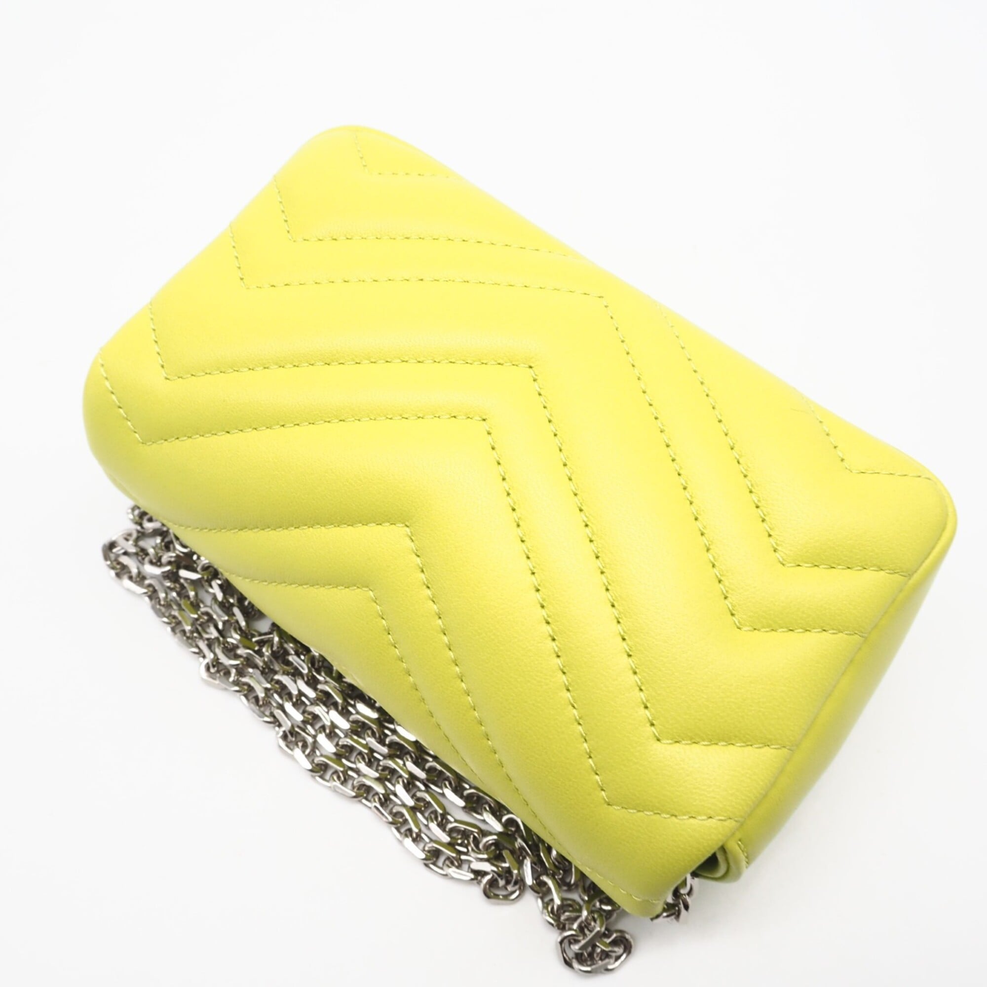 GUCCI GG Marmont Mini Shoulder Bag 841290, Yellow Lambskin Bag, Women's — New - Store Return